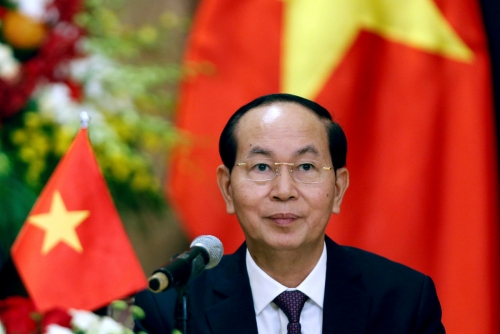 ▲쩐 다이 꽝 베트남 국가주석이 지난해 9월 6일(현지시간) 하노이에서 기자회견을 하고 있다. 그는 21일 별세했다. 하노이/로이터연합뉴스 