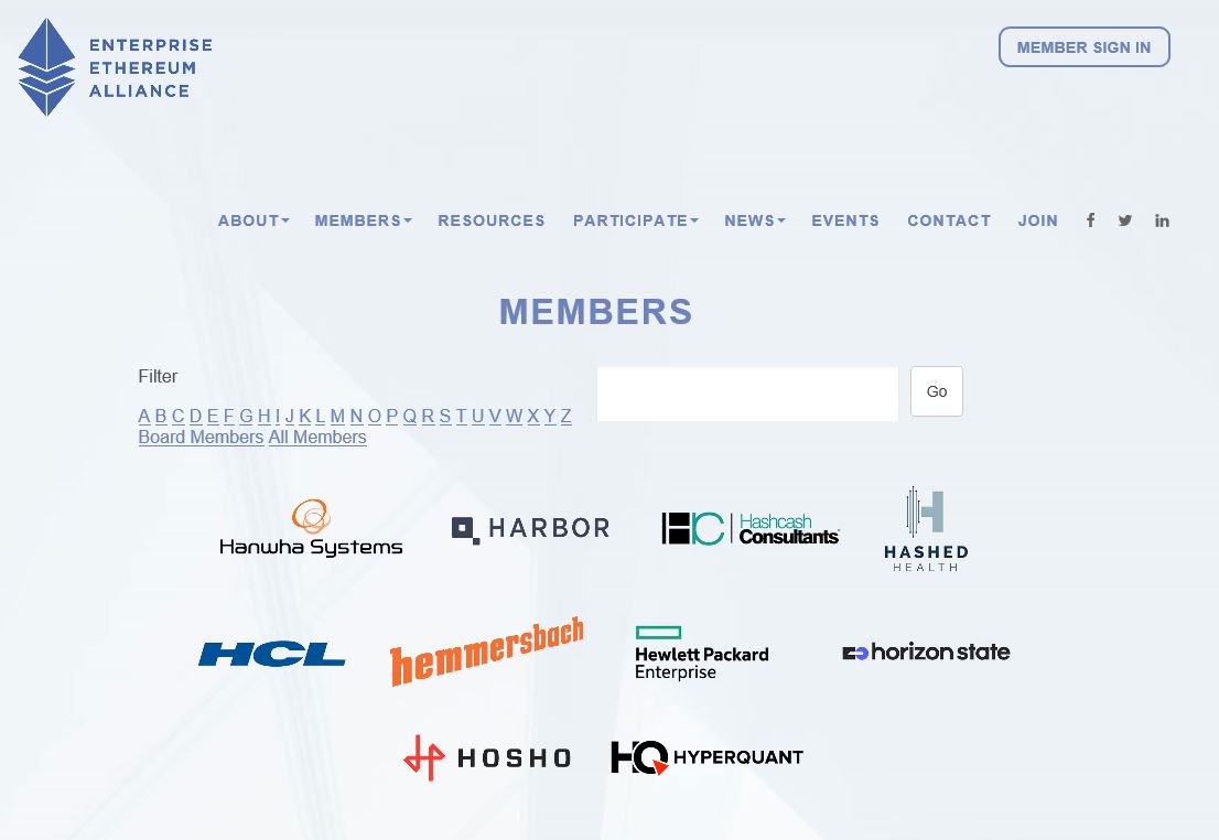 ▲EEA 공식 홈페이지 회원사 목록에 한화시스템이 게시돼 있다. (사진 제공=한화시스템)