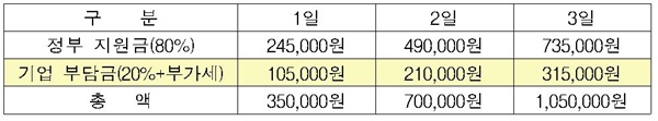 ▲서울청 현장클리닉 비용(자료제공=서울지방중소벤처기업청)