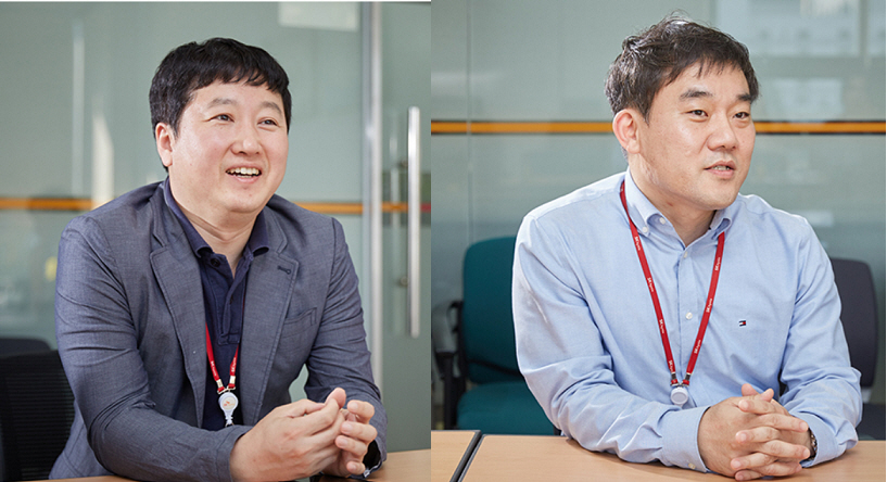 ▲ SK하이닉스 낸드 분석팀 박선규 책임(40·왼쪽)과 청주 CVD 기술팀 박진용 책임(44)은 회사에서 실시한 응급처치 교육 덕분에 소중한 생명을 살릴 수 있었다.   사진출처 SK하이닉스 블로그