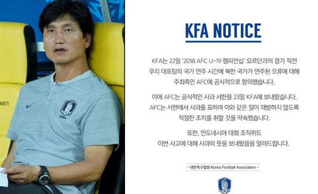 ▲정정용 감독(왼쪽).(출처=대한축구협회)
