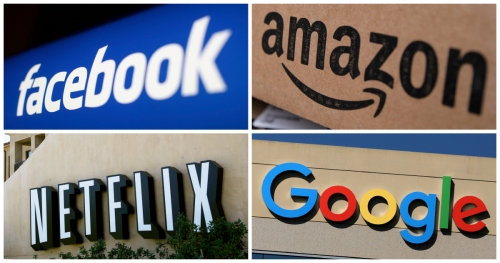 ▲미국 주요 IT 기업 로고. 왼쪽 위에서부터 시계 방향으로 페이스북, 아마존, 구글, 넷플릭스. 로이터연합뉴스 