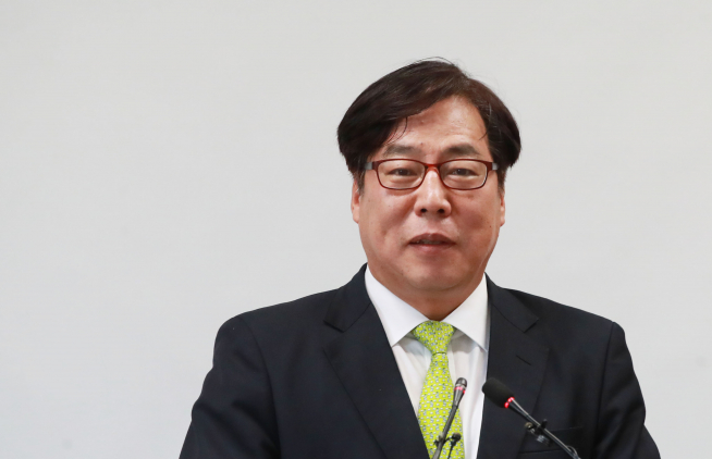 ▲5일 오후 서울고검 기자실에서 윤대진 법무부 검찰국장이 검사인사제도 혁신방안을 발표하고 있다. (연합뉴스)