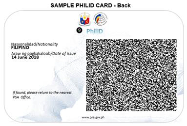 ▲필리핀의 단일 신분증 ‘Phil ID’의 예시(후면). 필리핀 통계청 사이트