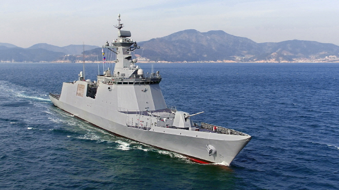 ▲대우조선해양이 지난해 2월 인도한 호위함 '대구함'의 항해 모습. (대우조선해양)