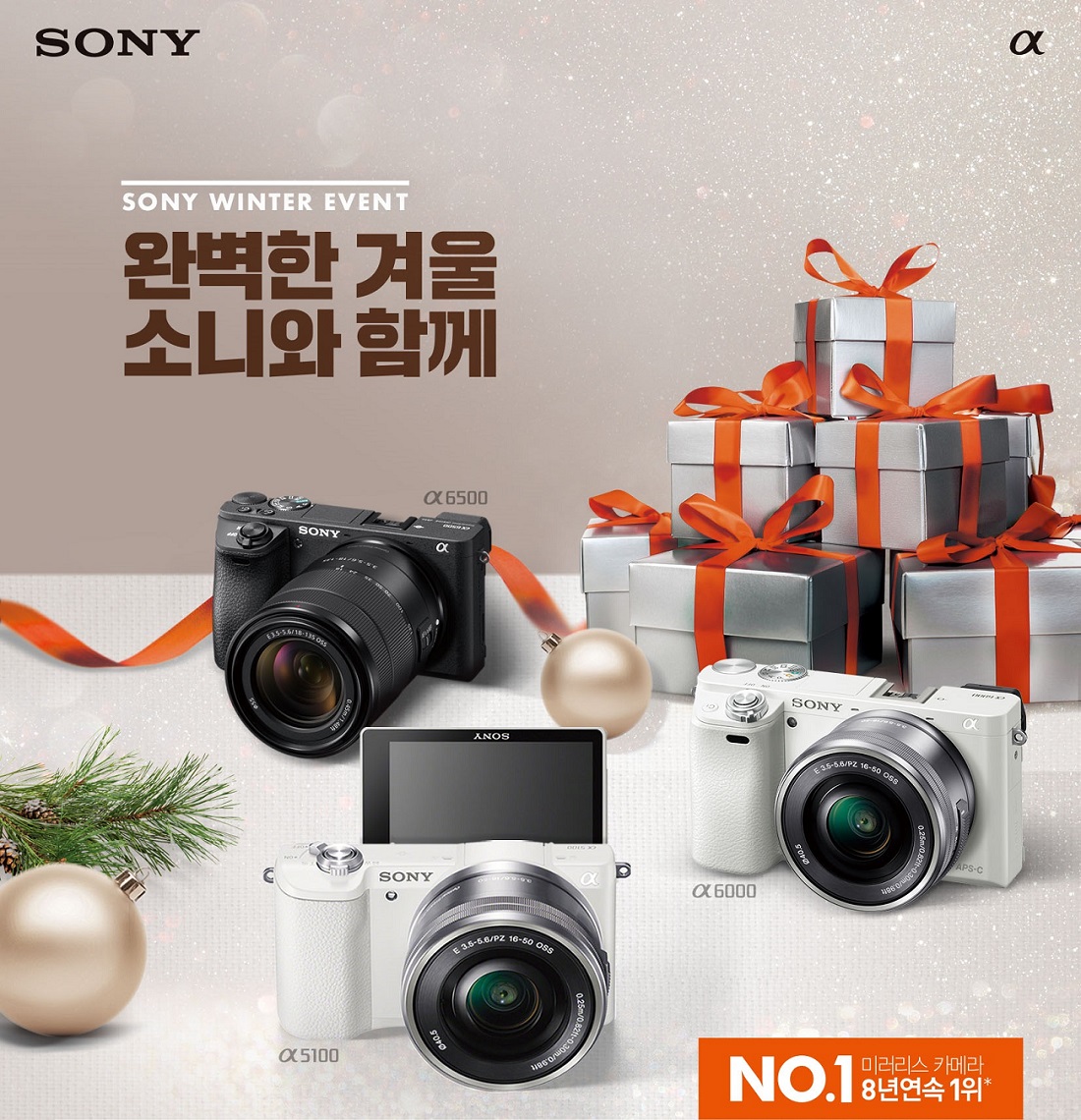 ▲소니코리아가 15일부터 내년 1월 31일까지 APS-C 타입 미러리스 카메라 a6000 시리즈와 a5100 제품 구매 고객들을 대상으로 ‘알파 겨울 프로모션’을 진행한다고 이날 밝혔다.  (사진제공=소니코리아)