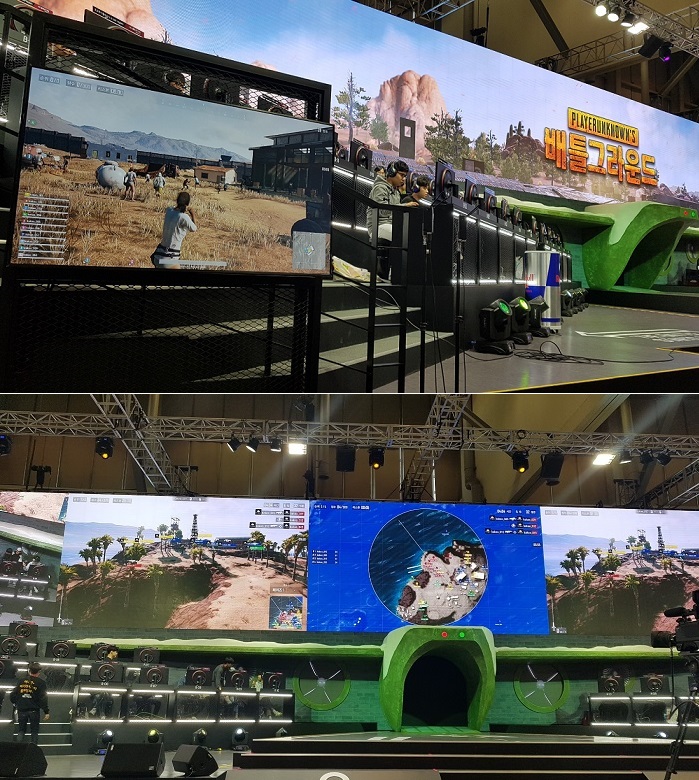 ▲지스타 2018을 방문한 관람객들이 카카오게임즈 부스를 방문해 현장 이벤트 매치를 진행하고 있다. (조성준 기자 tiatio@)