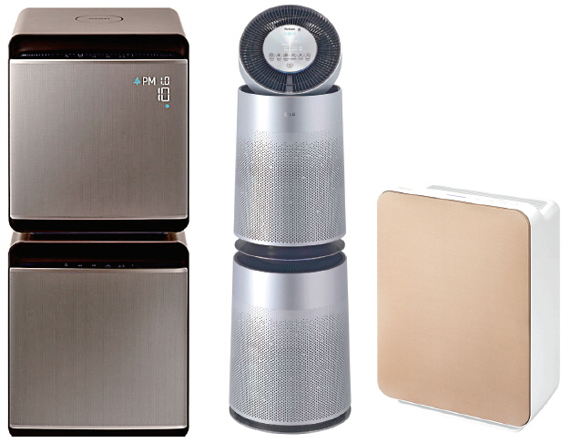 ▲왼쪽부터 삼성 큐브, LG 퓨리케어, 위닉스 제로 N.  사진제공 각 사