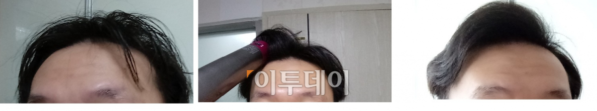 ▲라운드 볼륨 브러시를 사용하니 머리 볼륨감이 저절로 높아졌다. 덩달아 기자의 자신감도 상승했다. (사진=한영대 기자 yeongdai@)