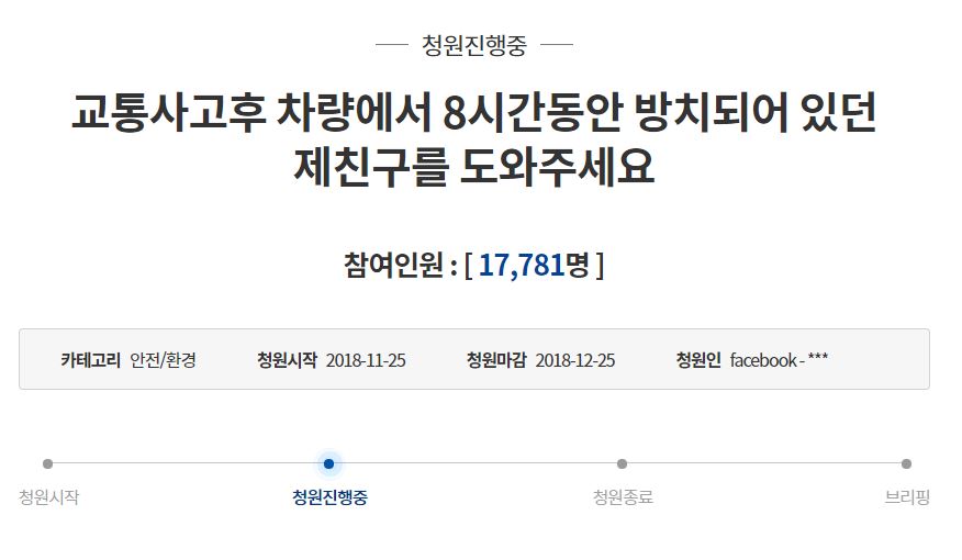 ▲3일 청와대 국민청원 게시판에 올라온 청주 음주운전 사고. (출처=청와대 국민청원 게시판 캡처)