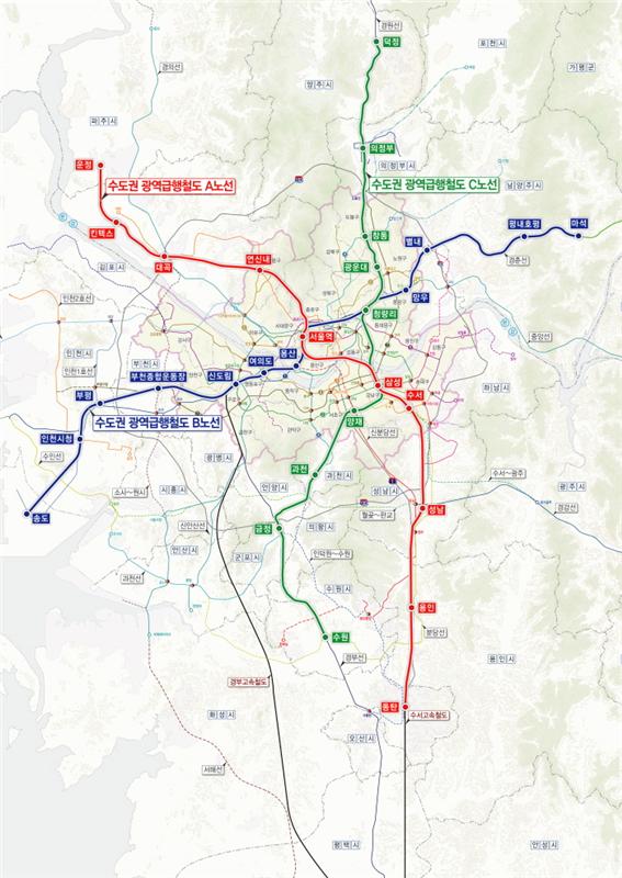 ▲GTX 계획 노선도(자료제공=국토교통부)