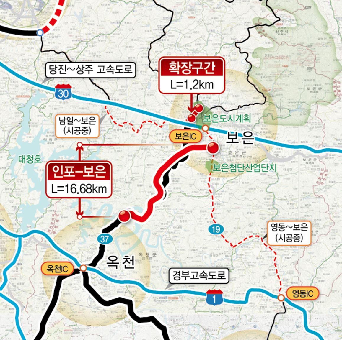 ▲국도 37호선 인포~보은 위치도.(국토교통부)
