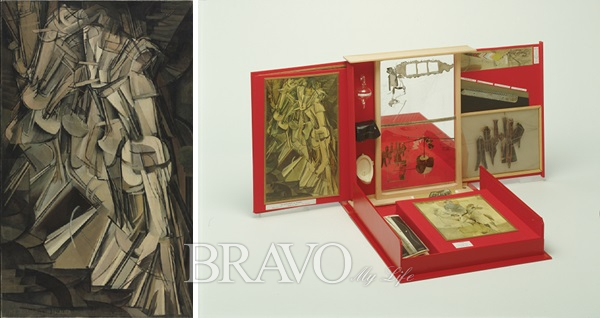 ▲마르셀 뒤샹의 작품 '계단을 내려오는 누드(No.2)'(왼쪽), '여행가방속 상자'(오른쪽)(국립현대미술관 제공)