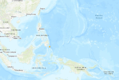 ▲노란색 표시가 지진 발생지. (출처=USGS 홈페이지)