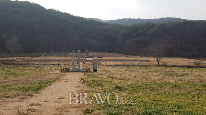 ▲서산 보원사터 전경. 102,886㎡의 규모라니 실감이 나지 않아 평수로 환산하니 3만 평이 넘는다. 얼마 전까지만 해도 황폐한 벌판이었는데 지금은 발굴조사를 마친 후 구획정리가 나름 깔끔하게 되어있다.(김신묵 동년기자)