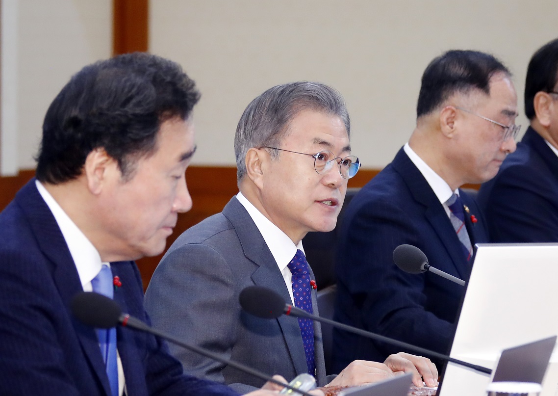 ▲문재인 대통령이 8일 오전 청와대에서 열린 국무회의를 주재하고 있다.(연합뉴스)