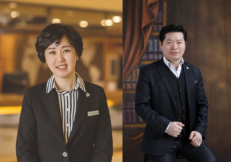 ▲허진영 코오롱호텔 신임 총지배인(왼쪽)과 김영태 코오롱 씨클라우드호텔 총지배인.(사진제공=코오롱그룹 호텔·리조트)