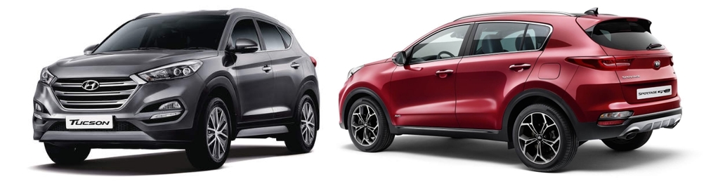 ▲현대기아차가 지난해 유럽 판매 100만 대를 돌파했다. 투싼(왼쪽)과 스포티지의 판매가 전체 실적을 견인했다. (사진제공=현대기아차)