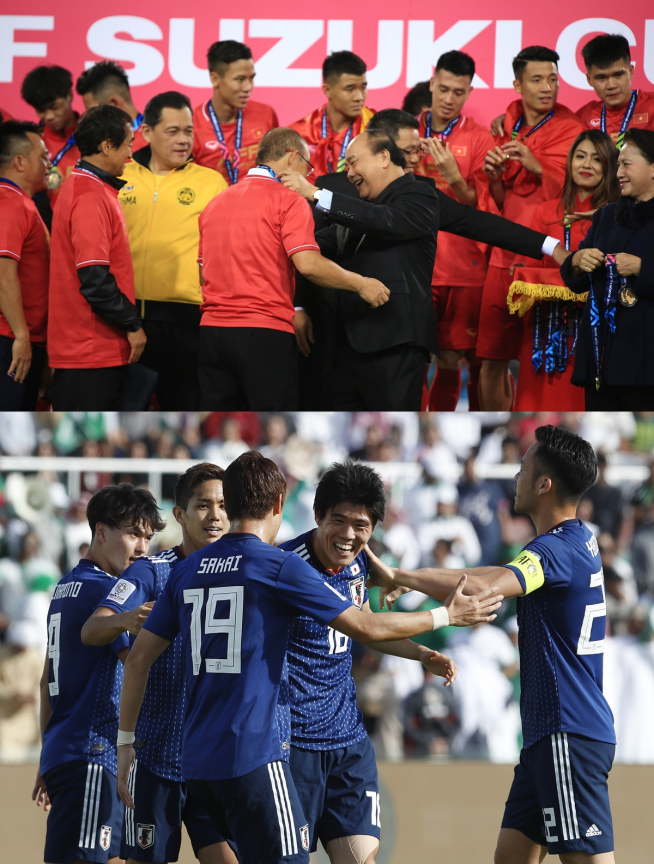▲베트남 축구 대표팀(위), 일본 대표팀.(연합뉴스, AP/연합뉴스)