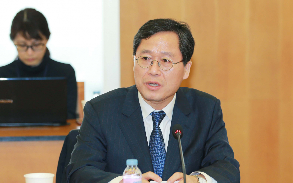 ▲김창규 산업통상자원부 신통상질서전략실장이 27일 오후 서울 삼성동 무역협회 대회의실에서 열린 '제7차 수입규제협의회'에 참석해 인사말을 하고 있다.(뉴시스)