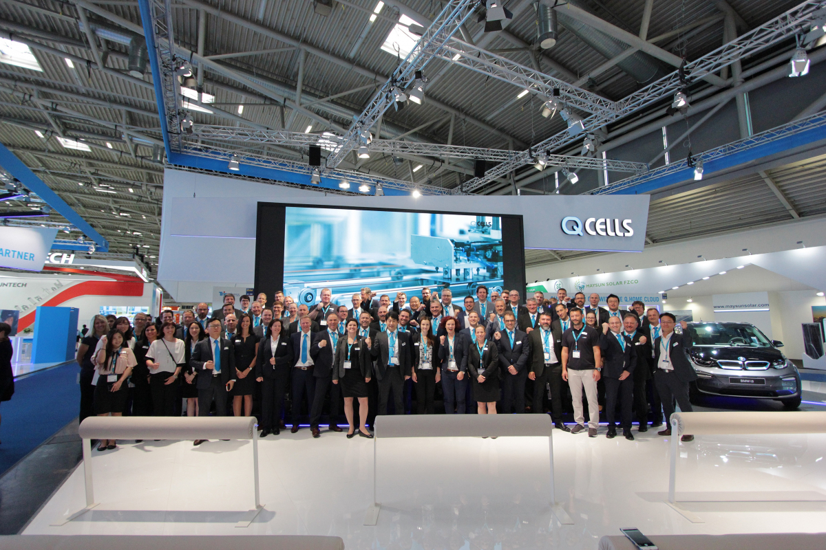 ▲지난해 6월 독일 뮌헨에서 개최된 ‘Intersolar Europe 2018 (인터솔라)’ 한화큐셀 부스(사진 제공=한화큐셀)