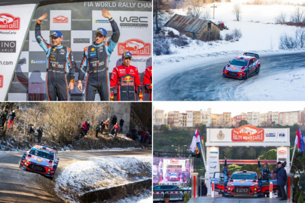 ▲현대차 월드랠리팀이 '2019 WRC' 시즌 첫 대회인 몬테카를로 랠리에서 제조사 부문 1위를 달성했다. (사진제공=현대차)