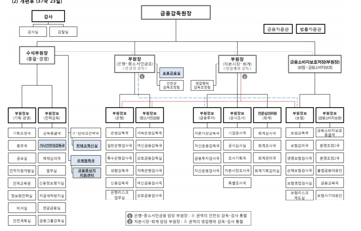 ▲2019년 금융감독원 조직개편도(표=금융감독원)