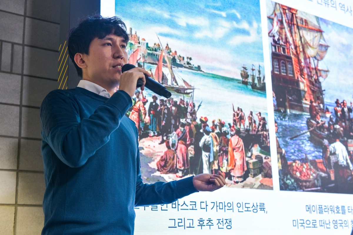 ▲김서준 해시드 대표가 블록체인 기반 게임의 비전을 설명하고 있다.(사진 = 해시드)