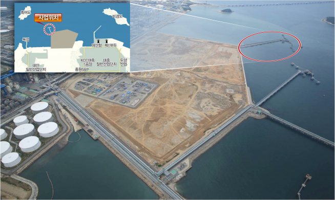 ▲현대오일뱅크 #9 선석 부두 축조공사 위치도(자료=한라)