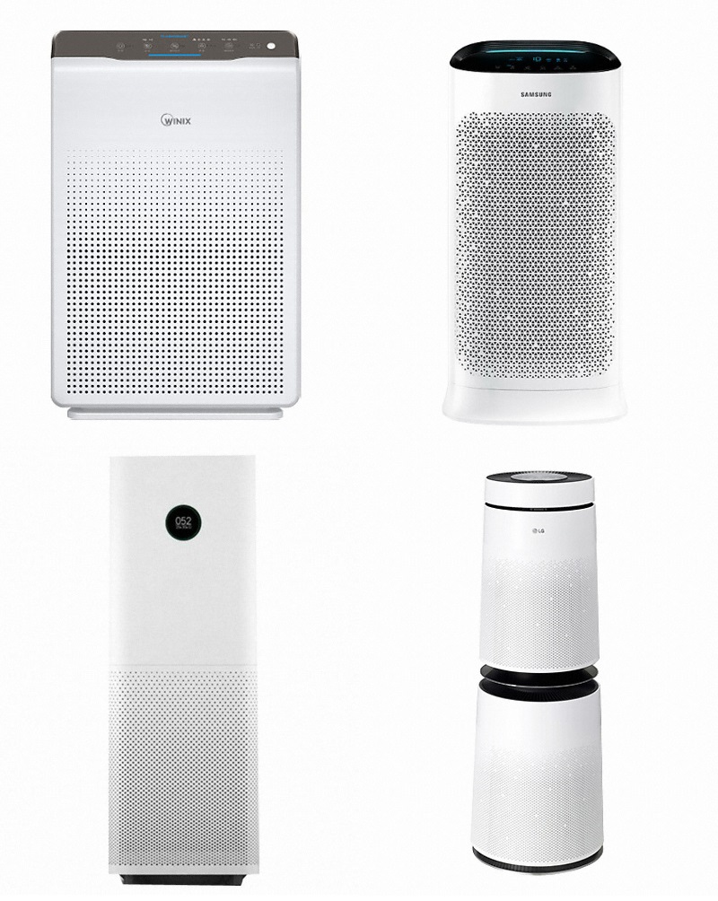 ▲(상단 왼쪽부터 시계방향으로) 위닉스 제로 2.0, 삼성전자 블루스카이, LG전자 퓨리케어, 샤오미 미에어 프로. (출처=위닉스, 삼성전자, 샤오미, LG전자)