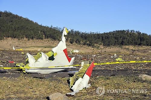 ▲에티오피아서 추락 보잉 B737-맥스 잔해 (연합뉴스)