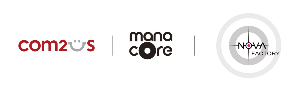 ▲컴투스(왼쪽부터), 마나코어, 노바팩토리 CI(각사 제공)