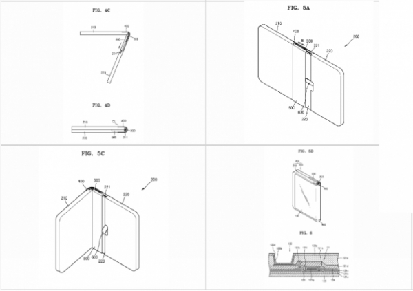 ▲삼성전자가 특허 출원한 ‘폴더블 디스플레이 장치(Foldable display apparatus)’ 도면. (출저=세계지적재산기구(WIPO))