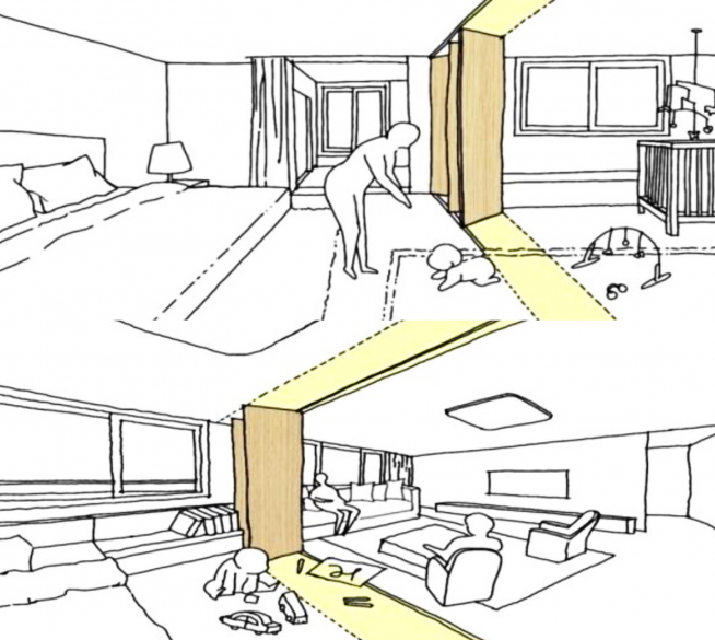 ▲일산2차 아이파크에 적용되는 무빙월도어 이미지 예시(자료=HDC현대산업개발)