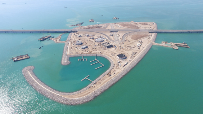 ▲셰이크 자베르 코즈웨이 북쪽 인공섬(사진=현대건설)
