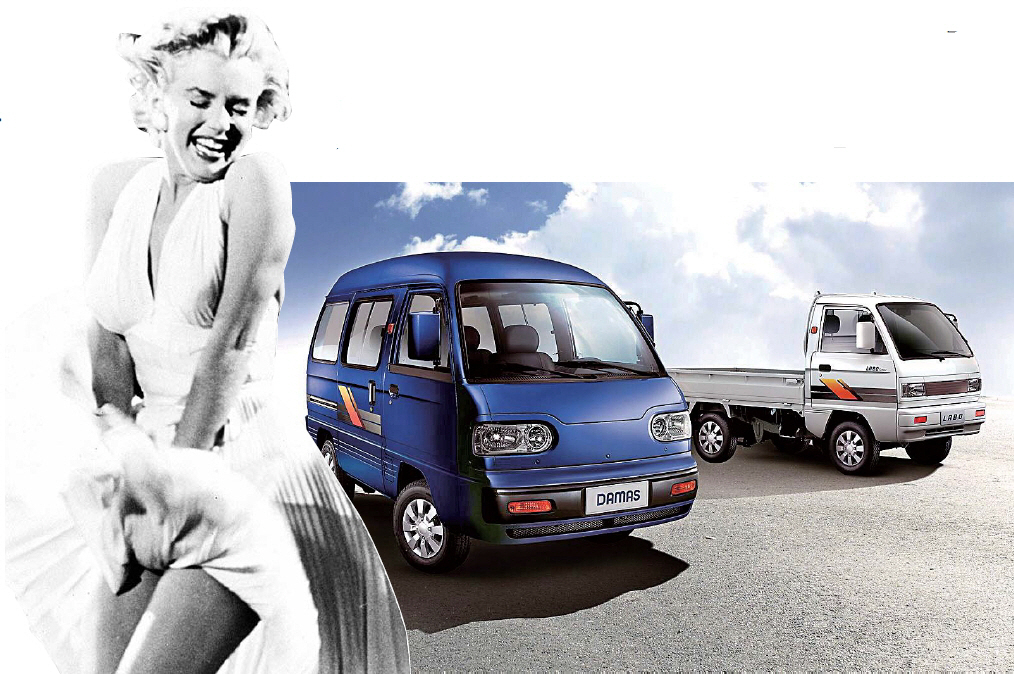 ▲불황이 깊을수록 경트럭 판매는 호황을 누린다. 1997년 IMF 구제금융, 2008년 리먼쇼크 때 다마스와 라보 판매가 급증했다. 사진은 다마스·라보와 영화 ‘7년 만의 외출’ 스틸컷 합성. 사진제공 한국지엠