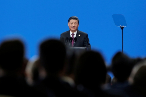 ▲시진핑 중국 국가주석이 15일(현지시간) 베이징에서 열린 아시아문명대화 콘퍼런스 개막식에서 연설하고 있다. 베이징/로이터연합뉴스 
