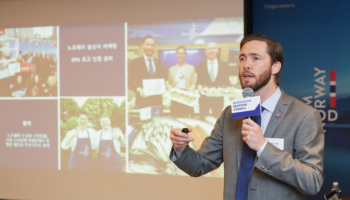▲15일 서울 플라자호텔에서 개최된 2019 노르웨이수산물위원회 기자 간담회에 참석한 군바르 비에(Gunvar L. Wie) 노르웨이수산물위원회 한국 및 일본 담당 이사.(노르웨이수산물위원회)