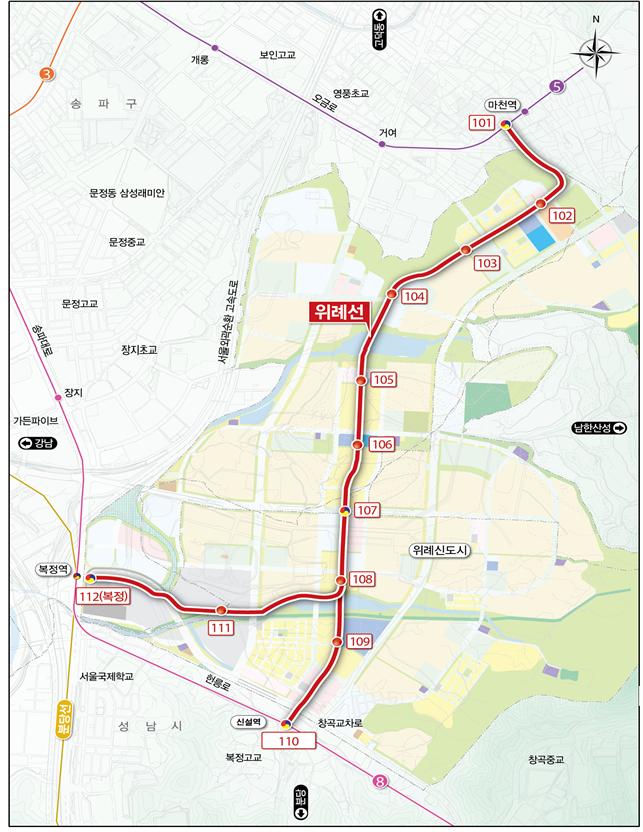 ▲위례 트램 노선도(자료=국토교통부)