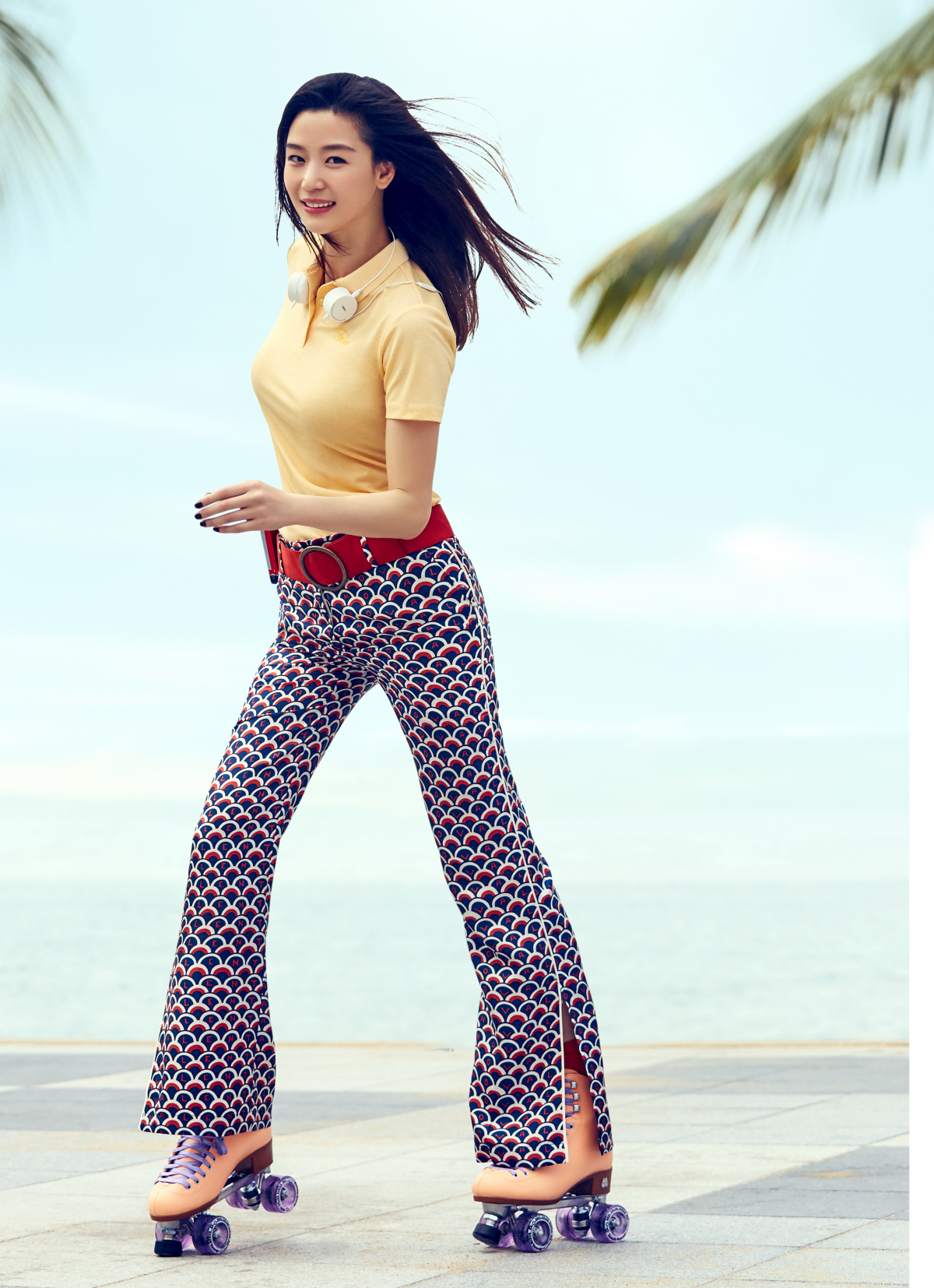 ▲네파 냉감 폴로티셔츠 ‘프레도’ 썸머폴로 착장한 전지현 화보(사진제공=네파)