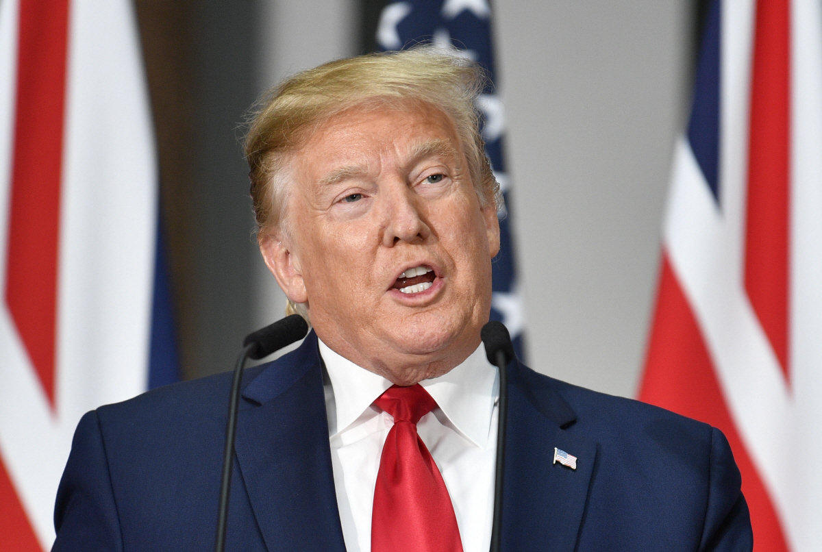 ▲도널드 트럼프 미국 대통령이 영국 국빈방문 중인 6월 4일 기자회견에서 발언하고 있다. 런던/EPA연합뉴스