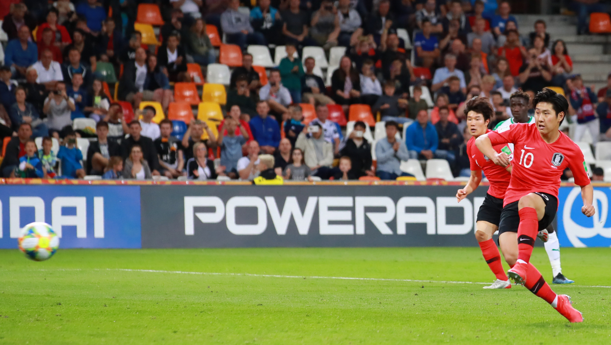▲이강인의 패널티킥 만회골. (연합뉴스)