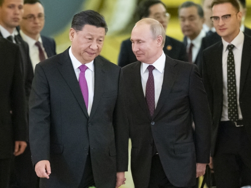 ▲시진핑 중국 주석(왼쪽)과 블라디미르 푸틴 러시아 대통령(오른쪽).(모스크바/AP뉴시스)