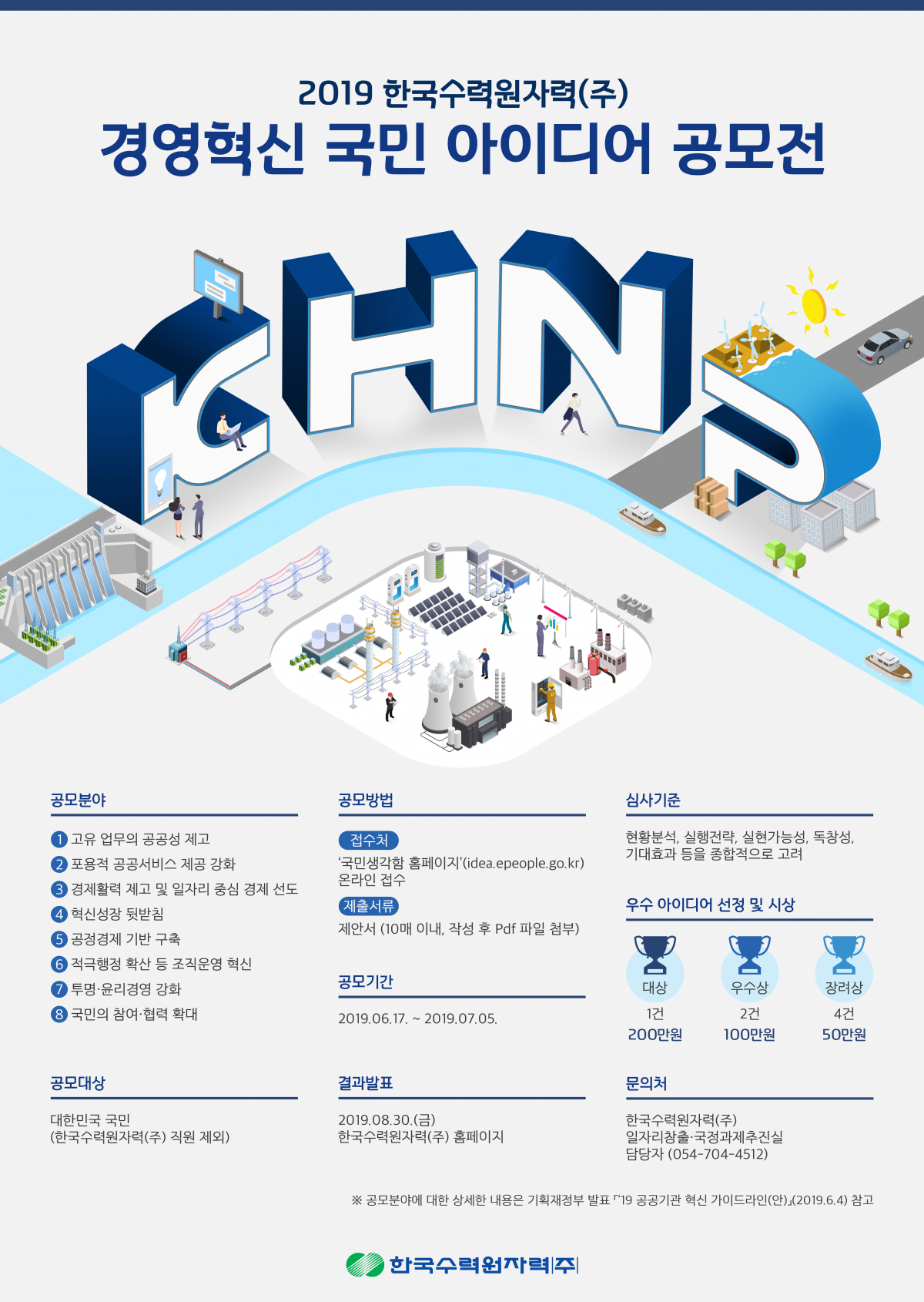 ▲한국수력원자력 '경영혁신 국민 아이디어 공모전' 포스터(출처=한국수력원자력)