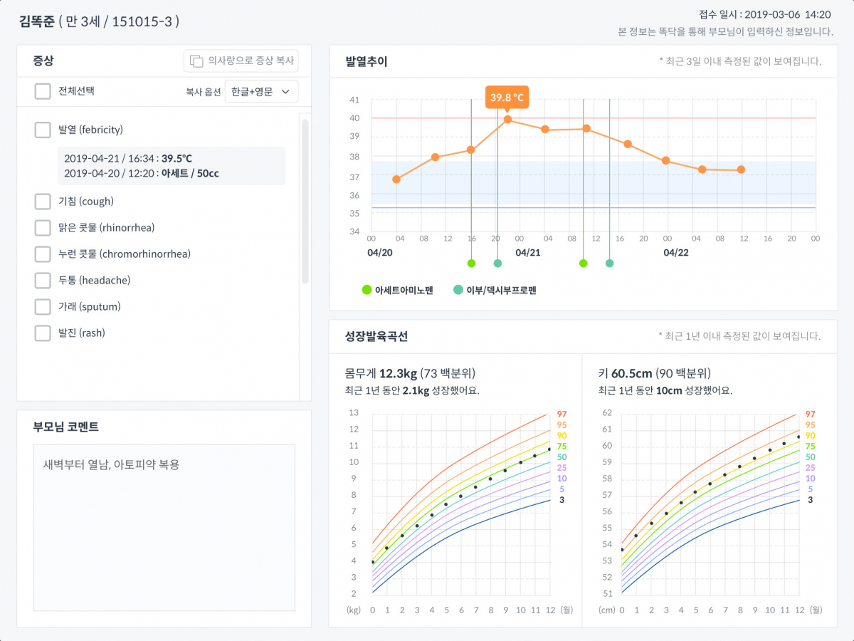 ▲의사랑 소아 진료 특화 기능 (유비케어)