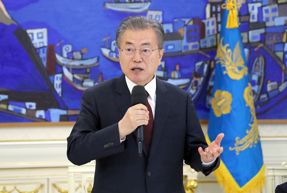 ▲문재인 대통령이 3일 낮 청와대에서 열린 한국교회 주요 교단장 초청 오찬 간담회에서 발언하고 있다.(연합뉴스)