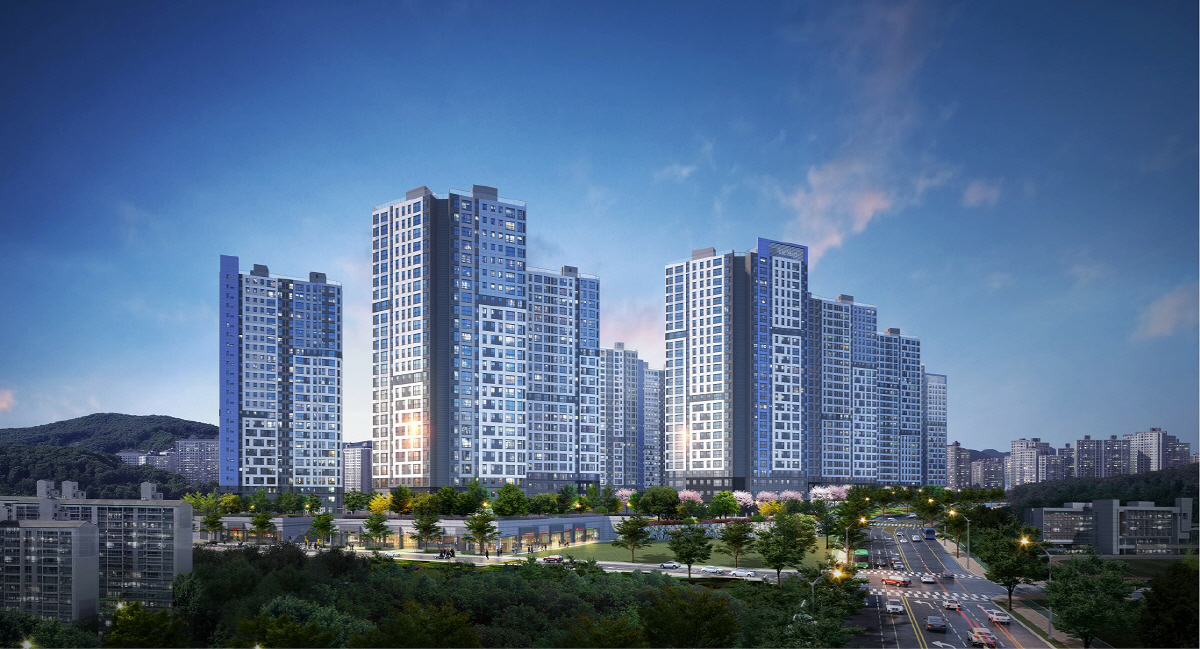 ▲‘오포 더샵 센트럴포레’ 아파트 투시도.