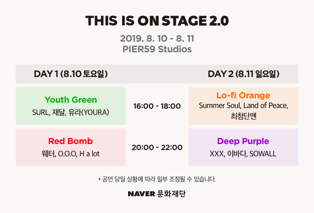 ▲공연 타임 테이블. (네이버 온스테이지)