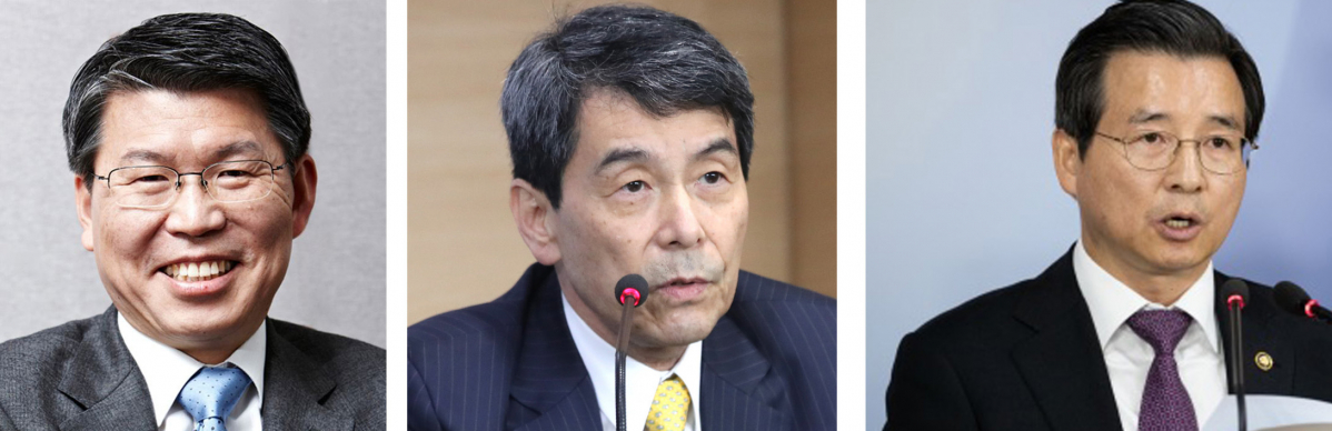 ▲왼쪽부터 은성수 수출입은행장, 이동걸 산업은행장, 김용범 금융위 전 부위원장.