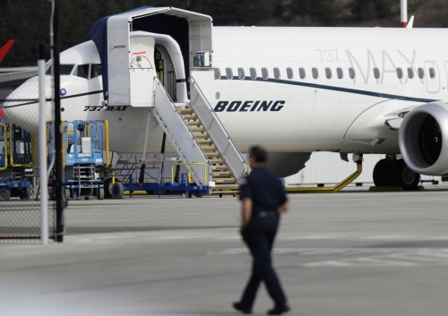 ▲미국 시애틀의 보잉 필드에 737맥스 8 항공기가 세워져 있다. 시애틀/AP연합뉴스
